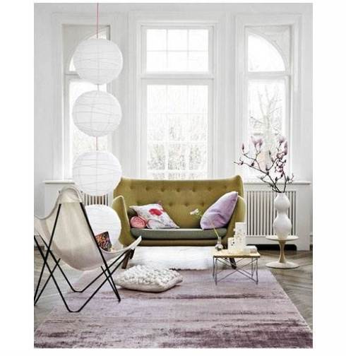 plum and chartruese living room