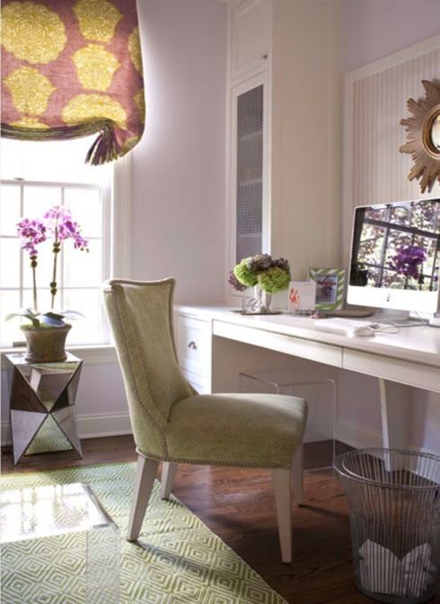 plum and green home office